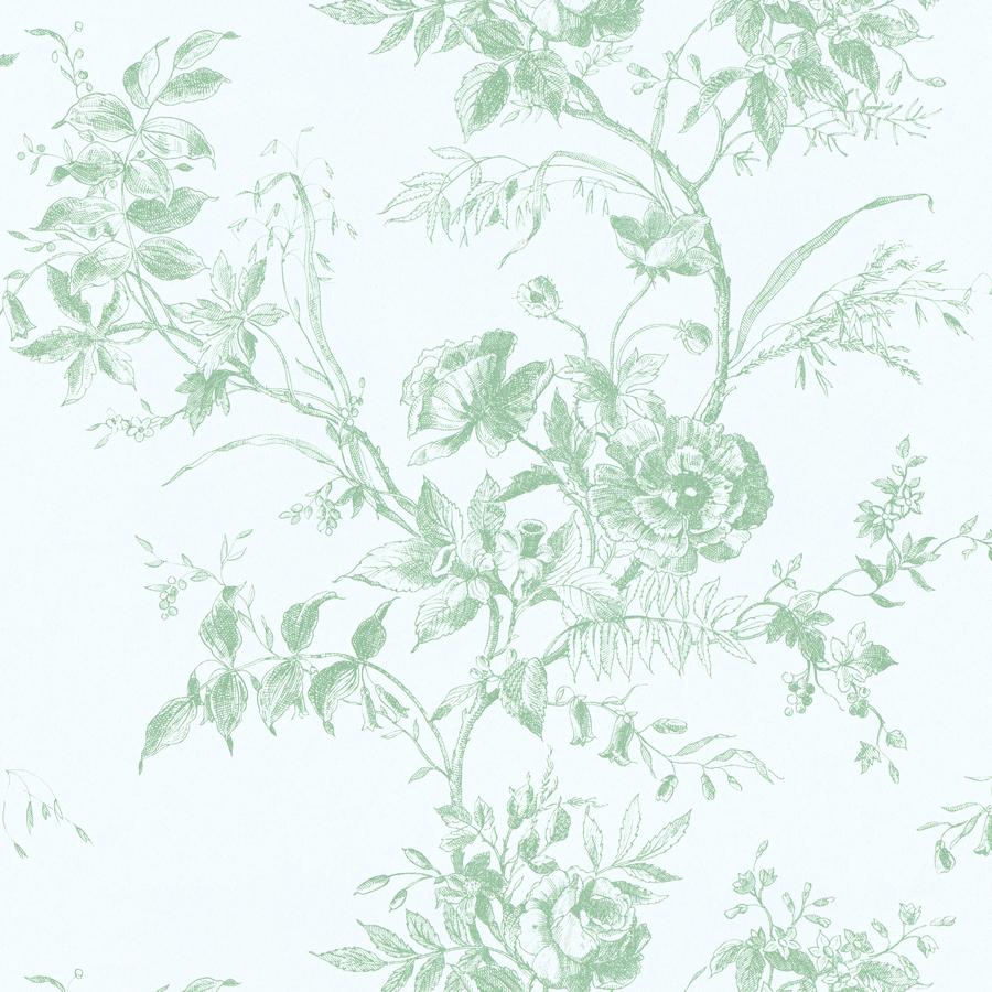 P2026100-30 | Tea Rose Toile Wp, Green Toile - Lee Jofa Wallpaper - P2026100.30.0