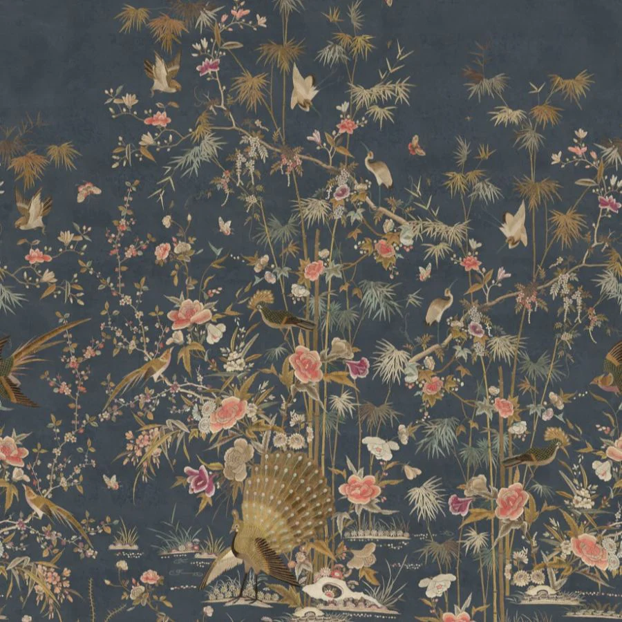 S10416 | Chinoiserie Garden, Dark Blue - Sandberg Mural