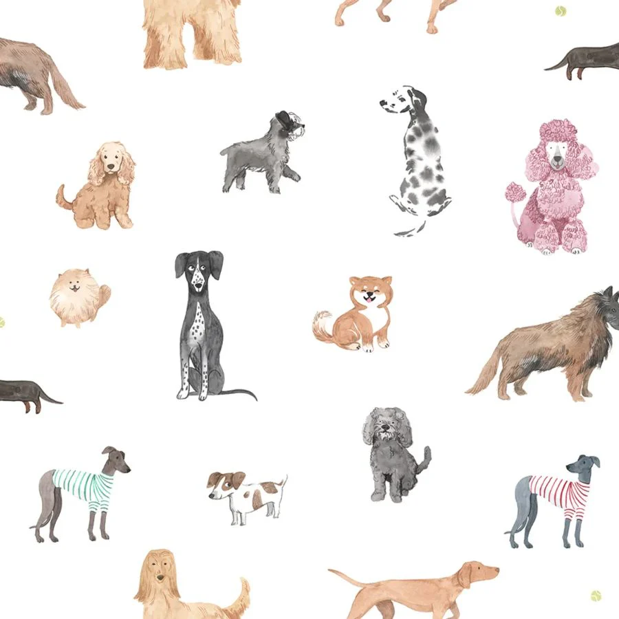 S10704 | Taiga And Friends, White - Sandberg Mural