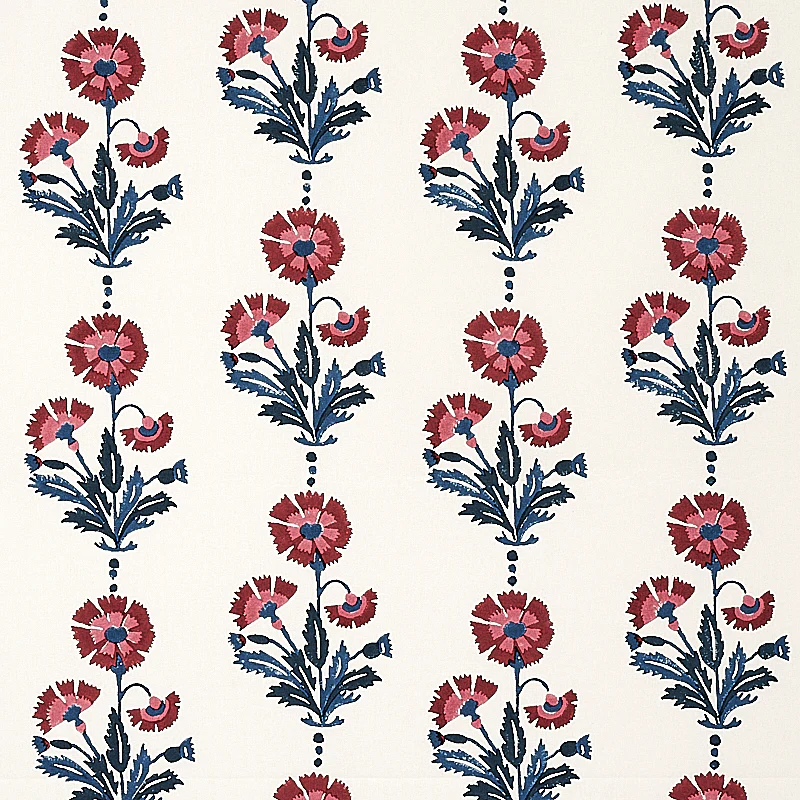 Sample - 179741 | Dianthus Hand Block Print, Indigo & Iron - Schumacher Fabric