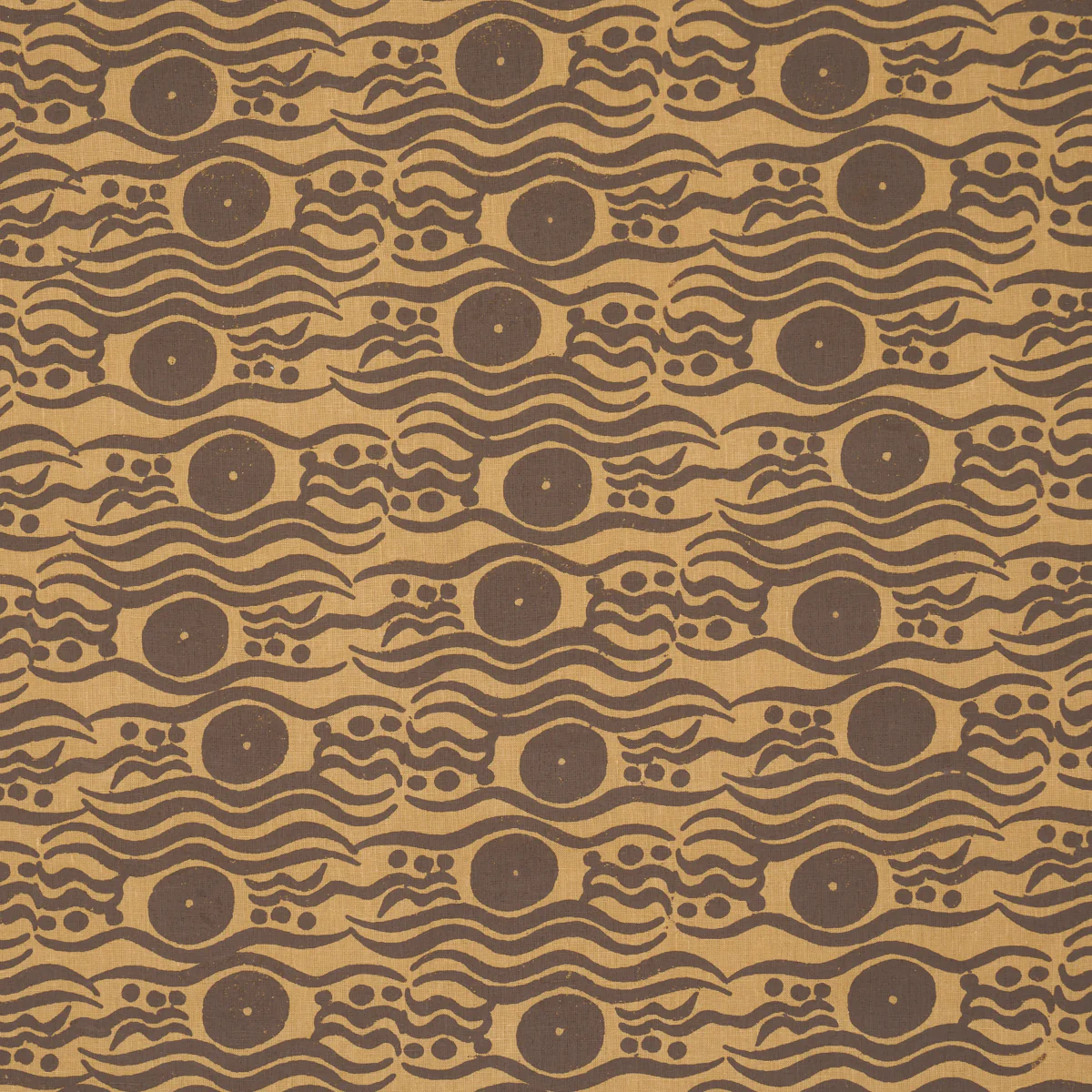Sample - 182740 | Bosphorus Hand Block, Ochre & Brown - Schumacher Fabric