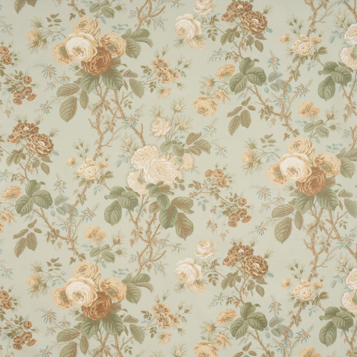 Sample - 183140 | She Walks In Beauty Chintz, Celadon - Schumacher Fabric