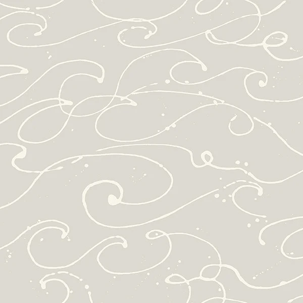 Sample - 4071-71007 Advantage Wallpaper, Kuroshio Taupe Ocean Wave Blue Heron