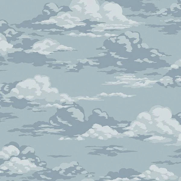 Sample - 4164-M1808 Advantage Wallpaper, Cumulus Blue Clouds Westbury Forest