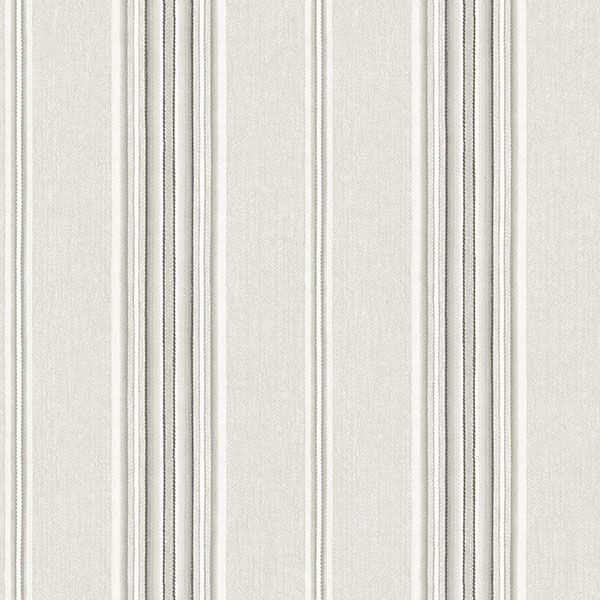 Sample - 4169-83124 Chesapeake Wallpaper, Calvados Grey Linen Stripe Oak & Moss