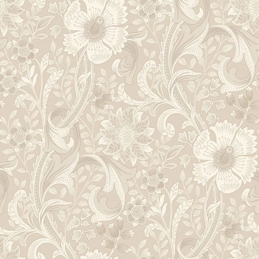 Sample - 4191-83012 Chesapeake Wallpaper, Liora Beige Floral Trail Kitchen & Bath