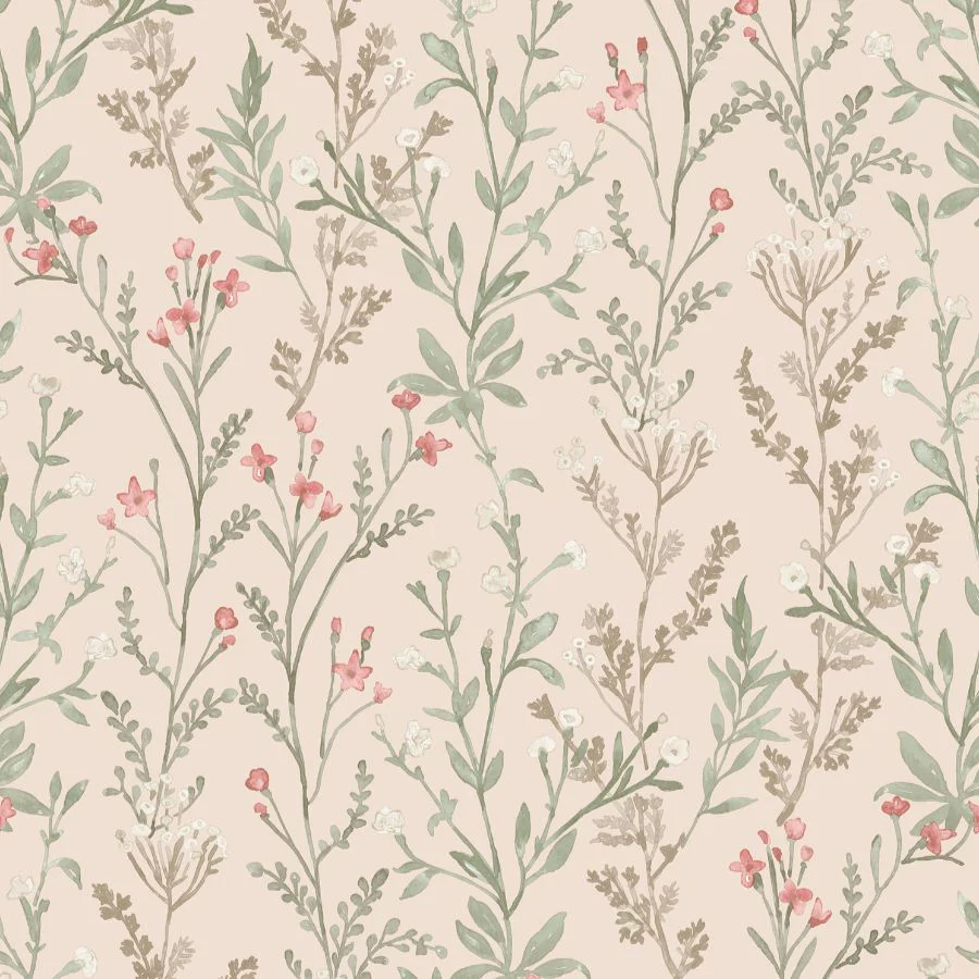 Sample - 4191-83020 Chesapeake Wallpaper, Laverne Blush Wildflowers Kitchen & Bath