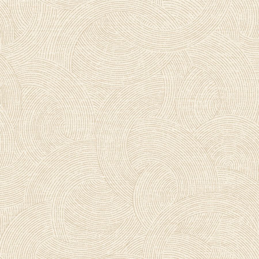 Sample - 4191-83021 Chesapeake Wallpaper, Harrison Champagne Swirling Geometric Kitchen & Bath