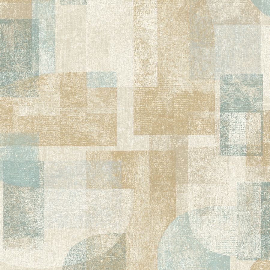 Sample - 4191-83031 Chesapeake Wallpaper, Cassandra Teal Block Geometric Kitchen & Bath