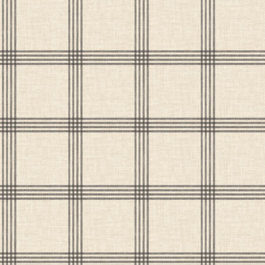 Sample - 4192-24479 Chesapeake Wallpaper, Twain Black Plaid Plaid & Stripe