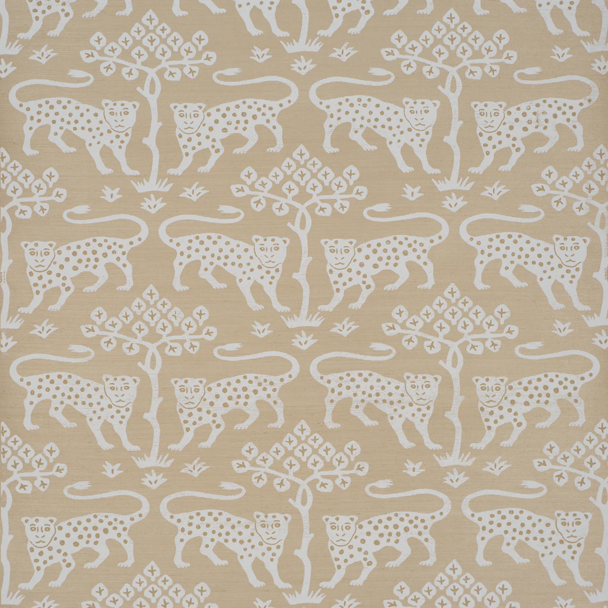 Sample - 5012305 | Woodland Leopard Sisal, Beige - Schumacher Wallpaper