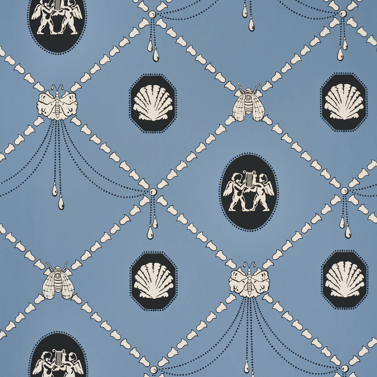 Sample - 5017841 | Edith, Blue - Schumacher Wallpaper