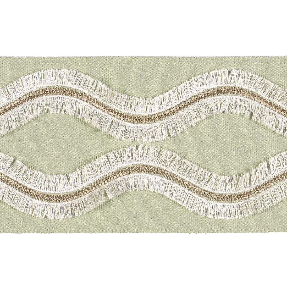 Sample - 74335 | Ogee Embroidered Tape, Seaglass - Schumacher Trim