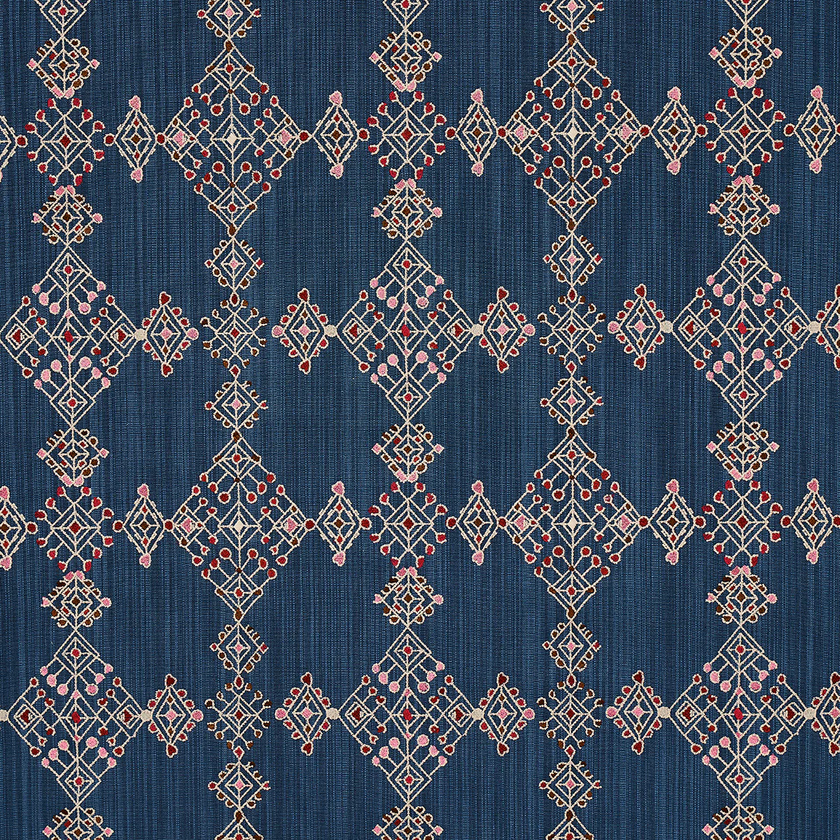 Sample - 82081 | Kalindi Embroidery, Indigo - Schumacher Fabric