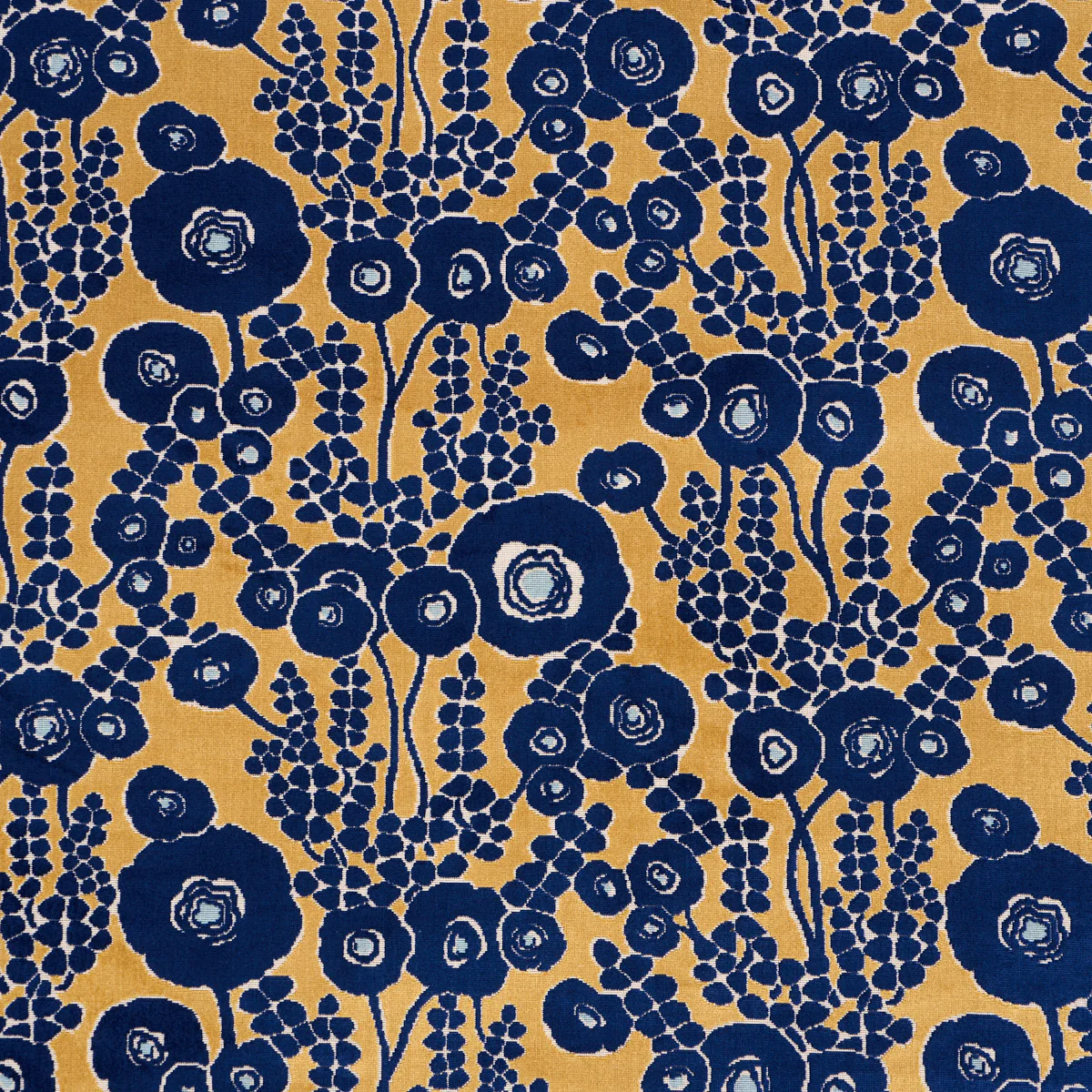 Sample - 84791 | Emelie Velvet, Sapphire & Gold - Schumacher Fabric