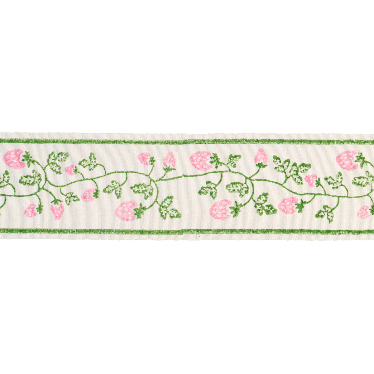 Sample - 85461 | Strawberry Trail Hand Block Trim, Green - Schumacher Trim
