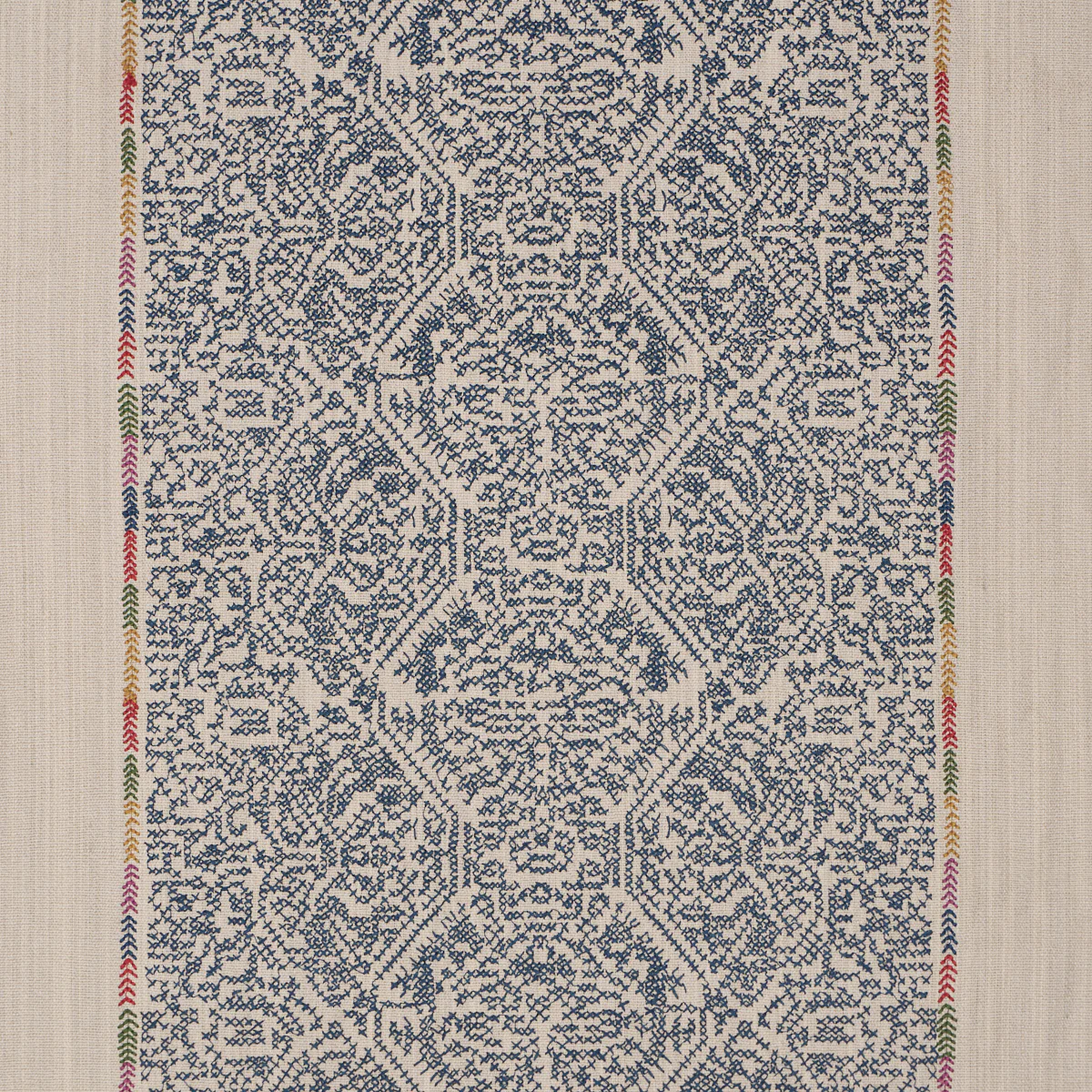 Sample - 87271 | Orion Embroidery, Indigo - Schumacher Fabric