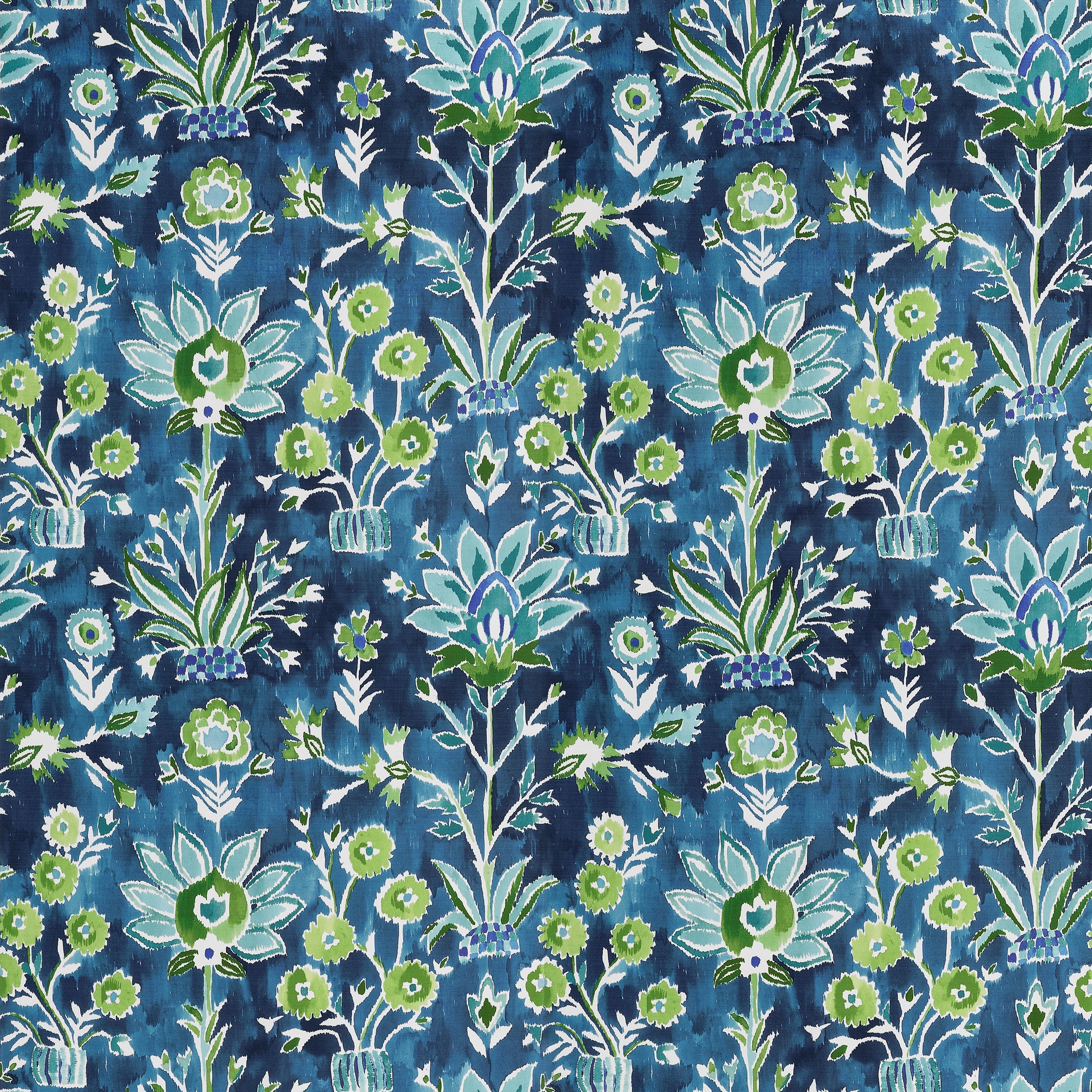 Sample - F711115 Acadia, Lilia Print, Navy - Thibaut Fabric