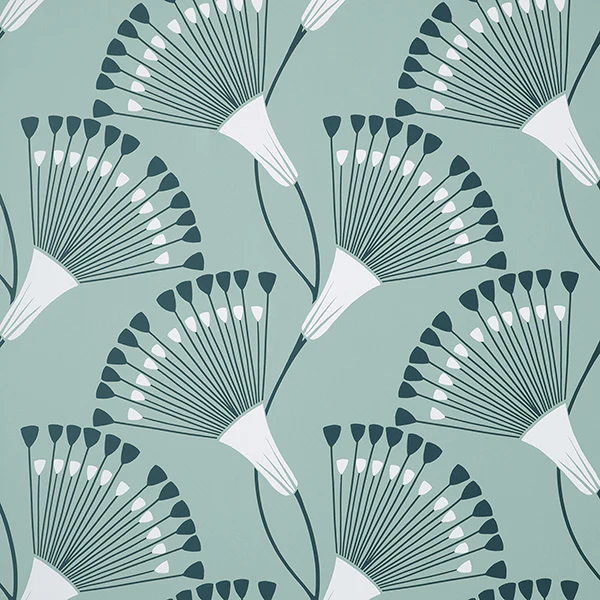 Sample - FD43805 Brewster Wallpaper, Wilder Light Blue Fanning Flower Medley