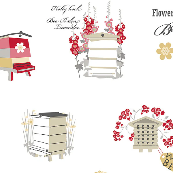 Sample - Fk34425 | Fresh Kitchens 5, Red Bee Hive - Norwall Wallpaper