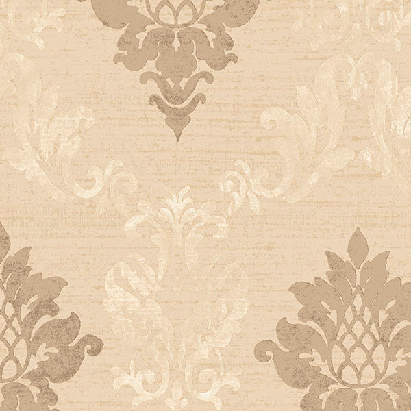 Sample - Im36428 | Silk Impressions 2, Brown Damask - Norwall Wallpaper