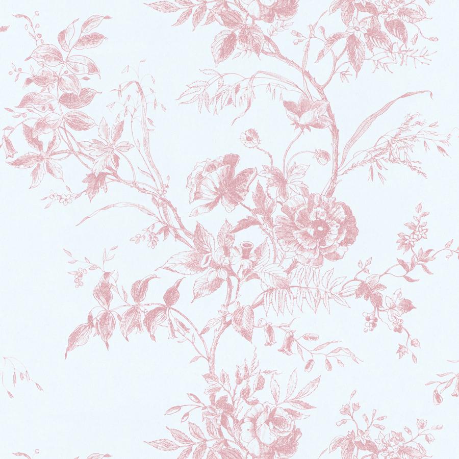 Sample - P2026100-707 | Tea Rose Toile Wp, Pink Toile - Lee Jofa Wallpaper - P2026100.707.0