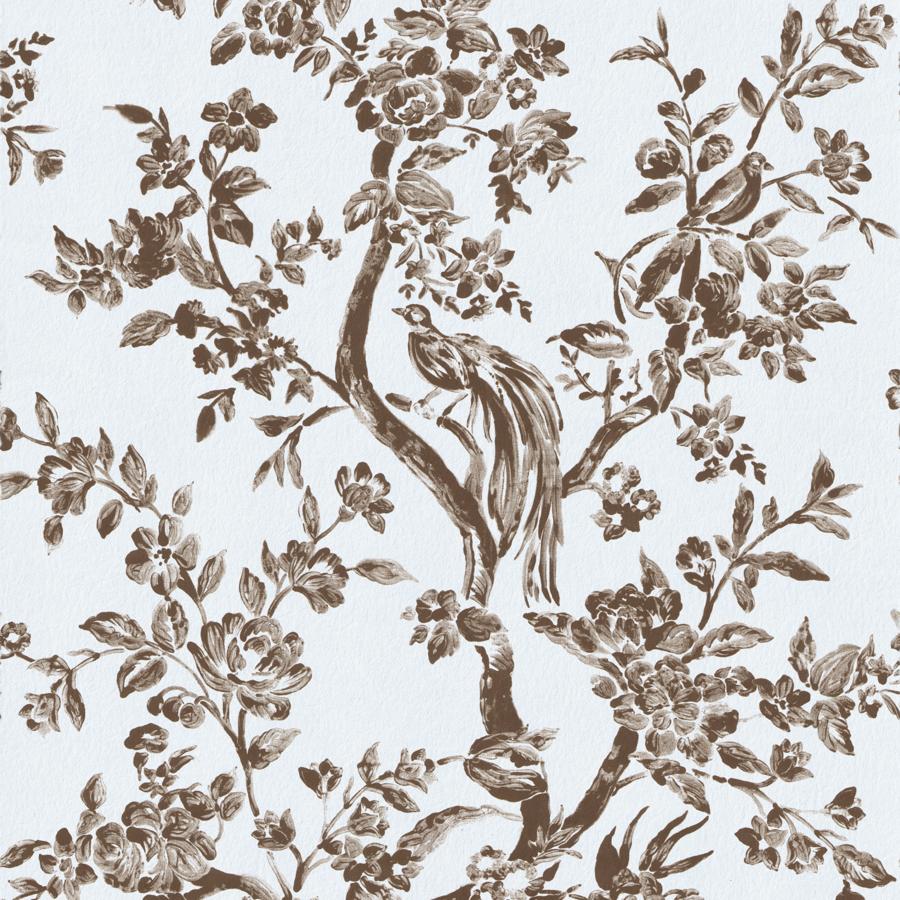 Sample - P2026103-61 | Camellia Toile Wp, Brown Chinoiserie - Lee Jofa Wallpaper - P2026103.61.0