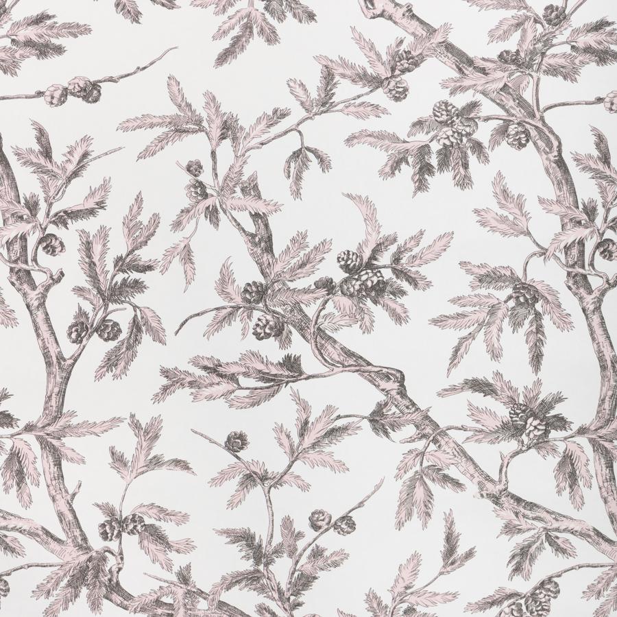 Sample - P8025100-17 | Branches De Pin Wc, Pink Botanical - Brunschwig & Fils Wallpaper - P8025100.17.0