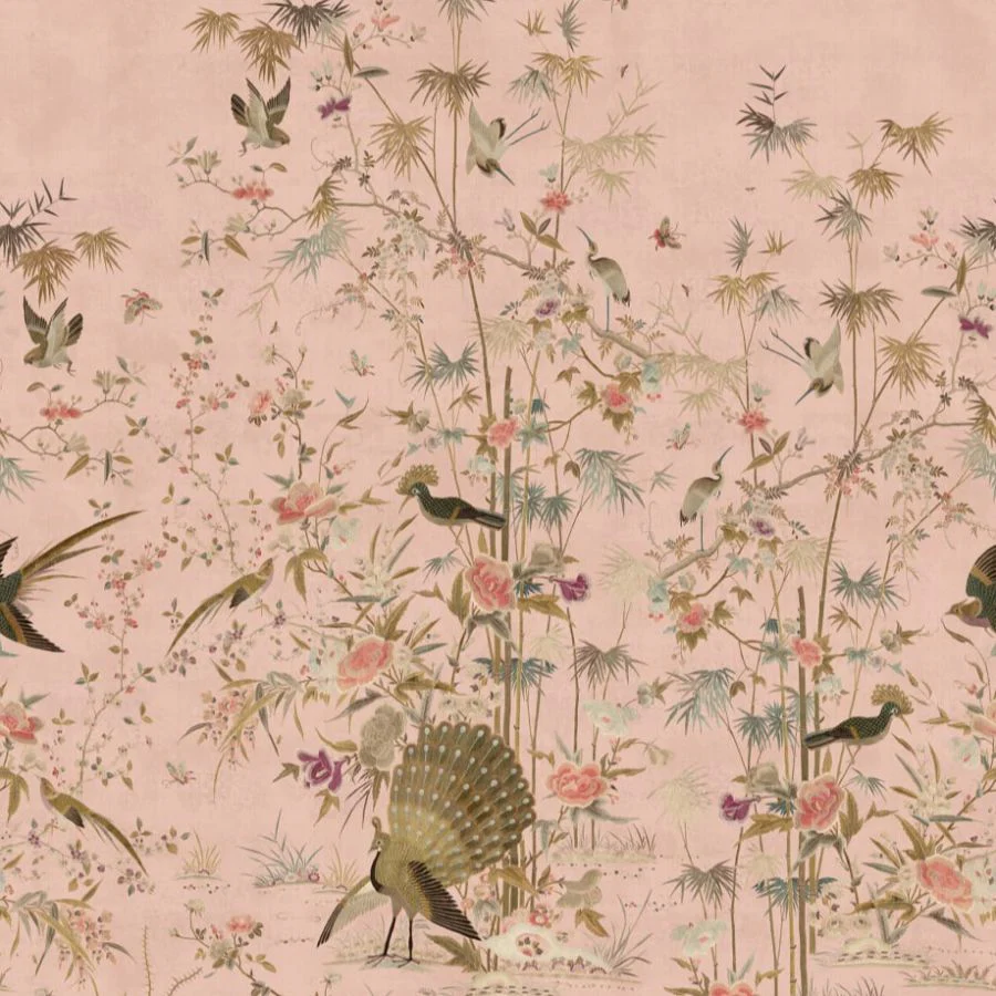 Sample - S10417 | Chinoiserie Garden, Pink - Sandberg Mural