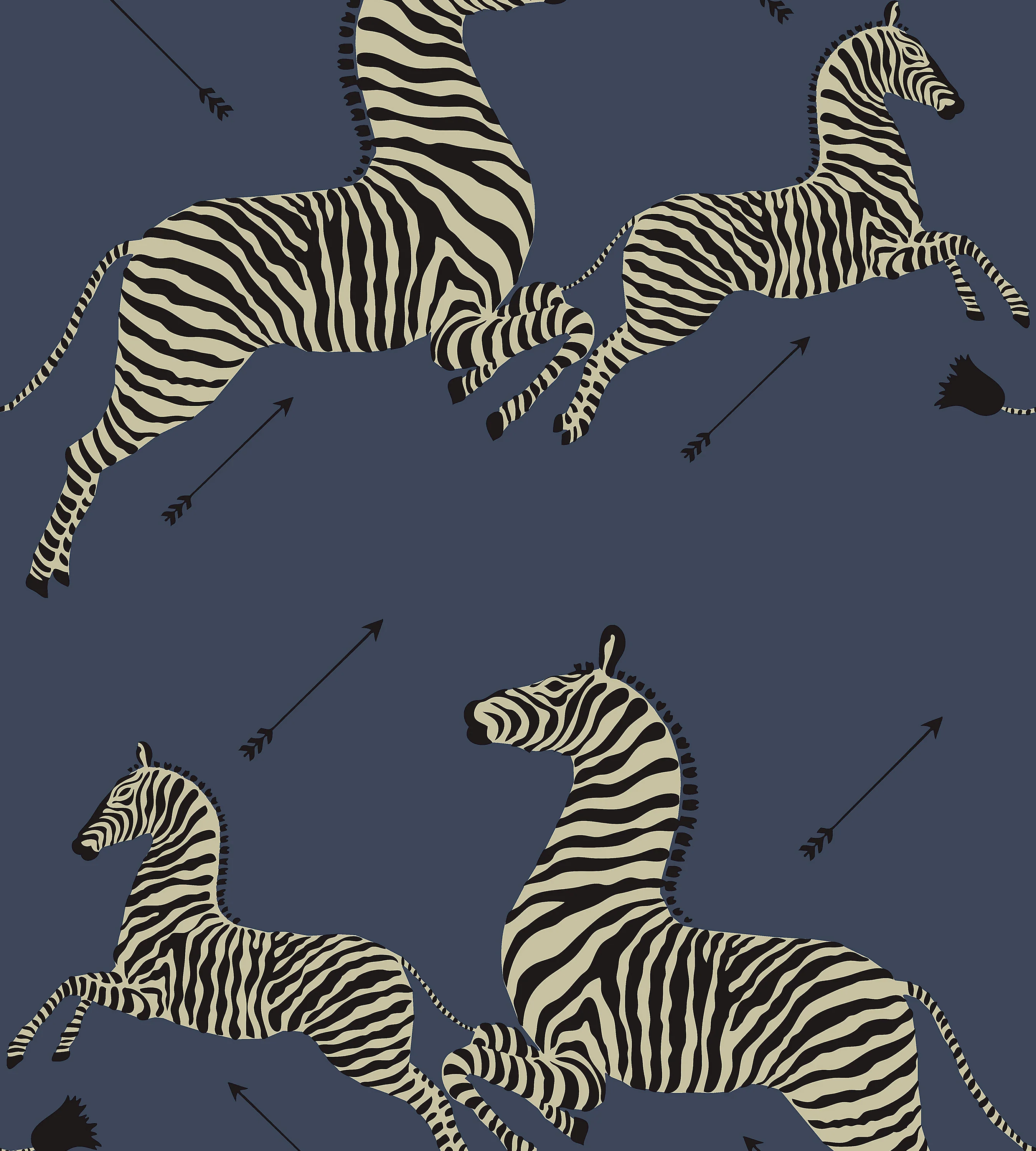 Sample - Scalamandre Wallpaper SCWP81388PS0008, Zebras | Removable Denim