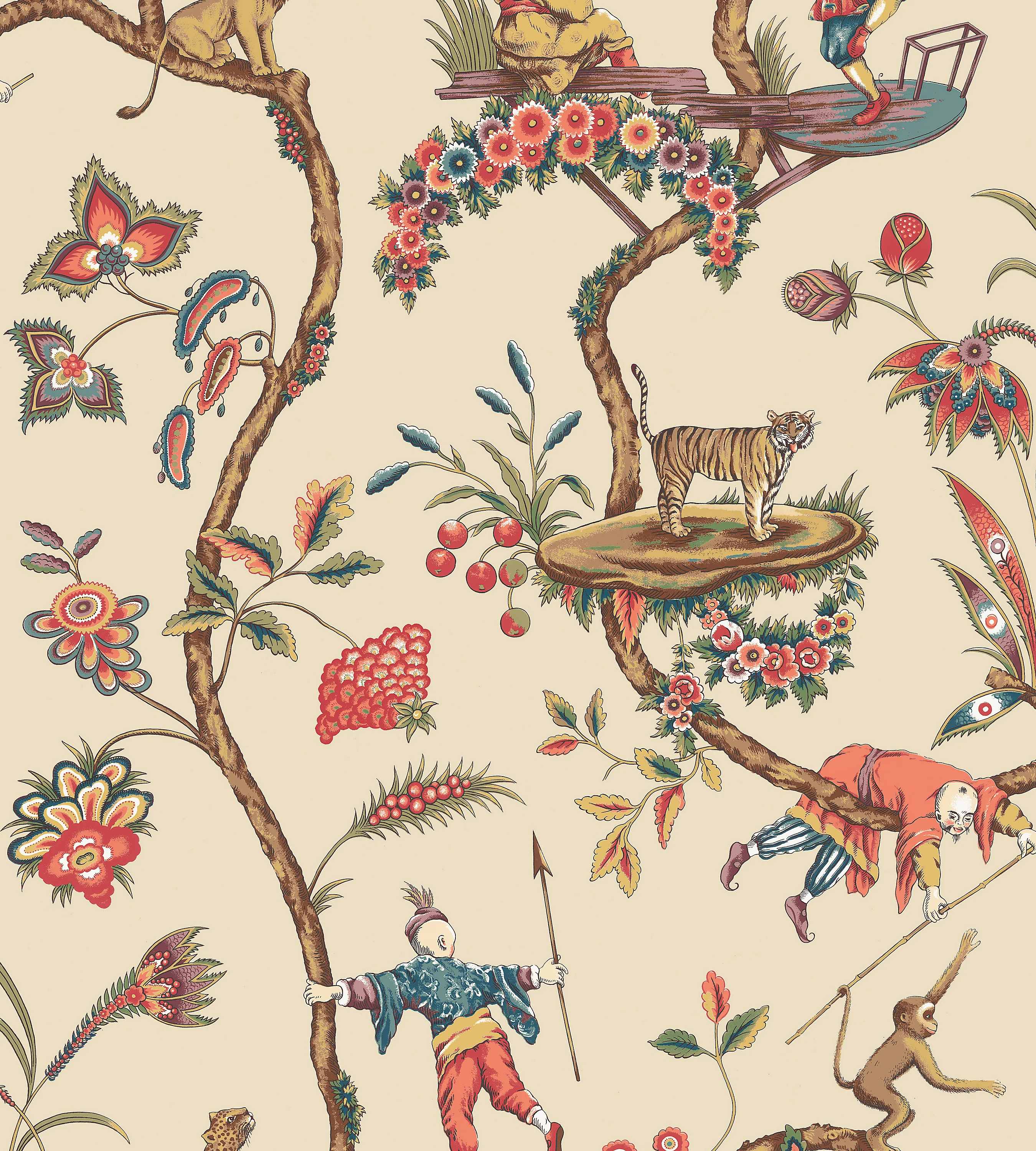 Sample - Scalamandre Wallpaper SCWP81547PS0005, Chinoise Exotique | Removable Ecru