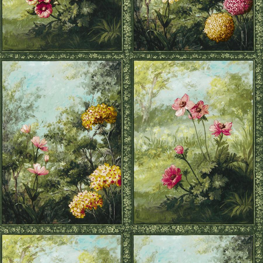 Sample - W0155/03 | Artus, Green Floral - Clarke And Clarke Wallpaper