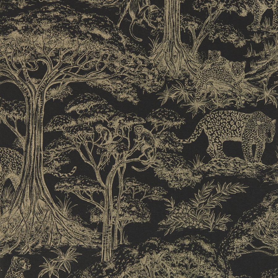 Sample - W0185/04 | Kisumu, Black Toile - Clarke And Clarke Wallpaper