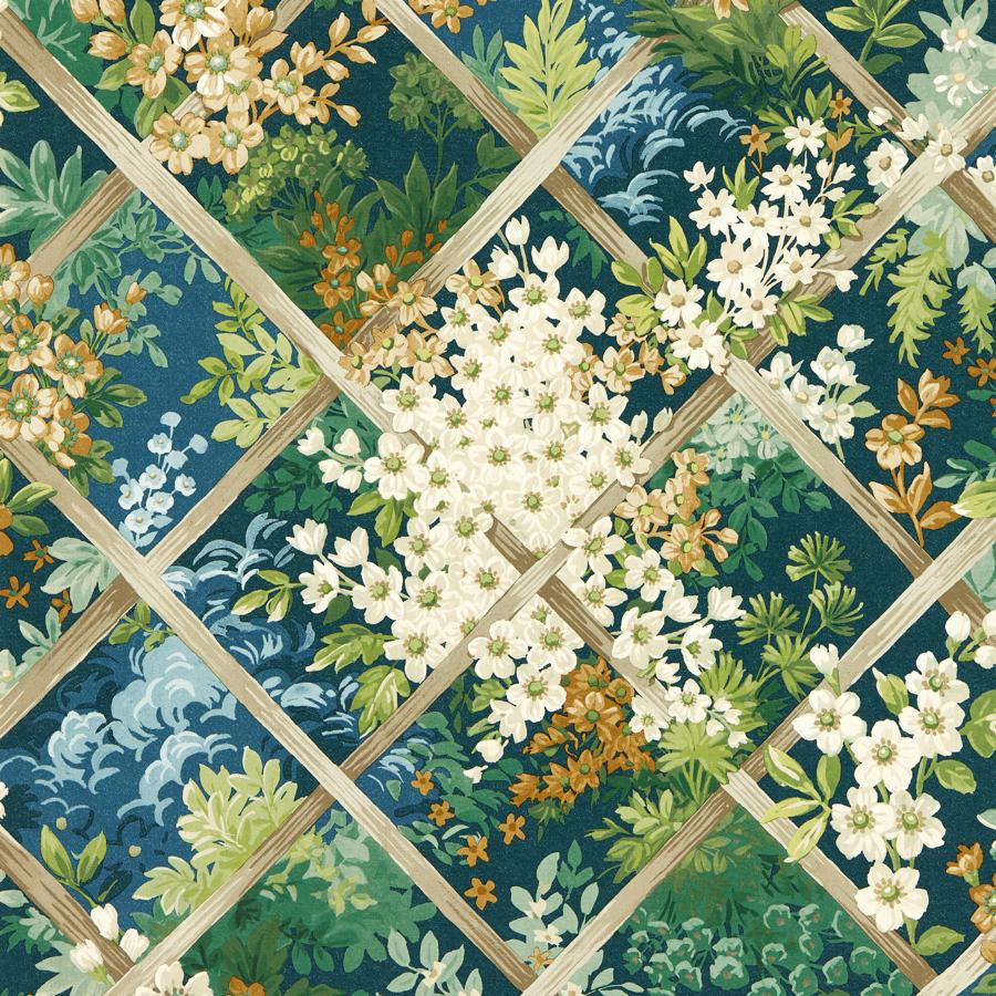 Sample - W0195/01 | Maymont, Green Lattice - Clarke And Clarke Wallpaper