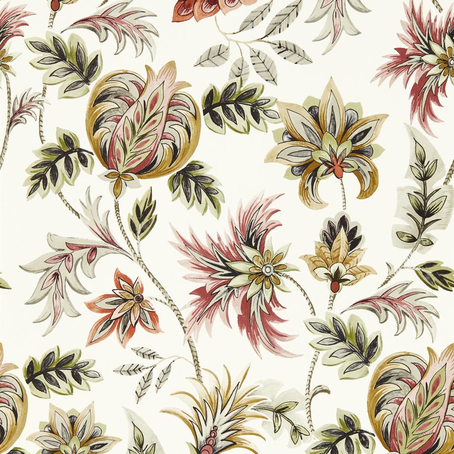 Sample - W0198/01 | Sizergh, Multi Color Jacobean - Clarke And Clarke Wallpaper