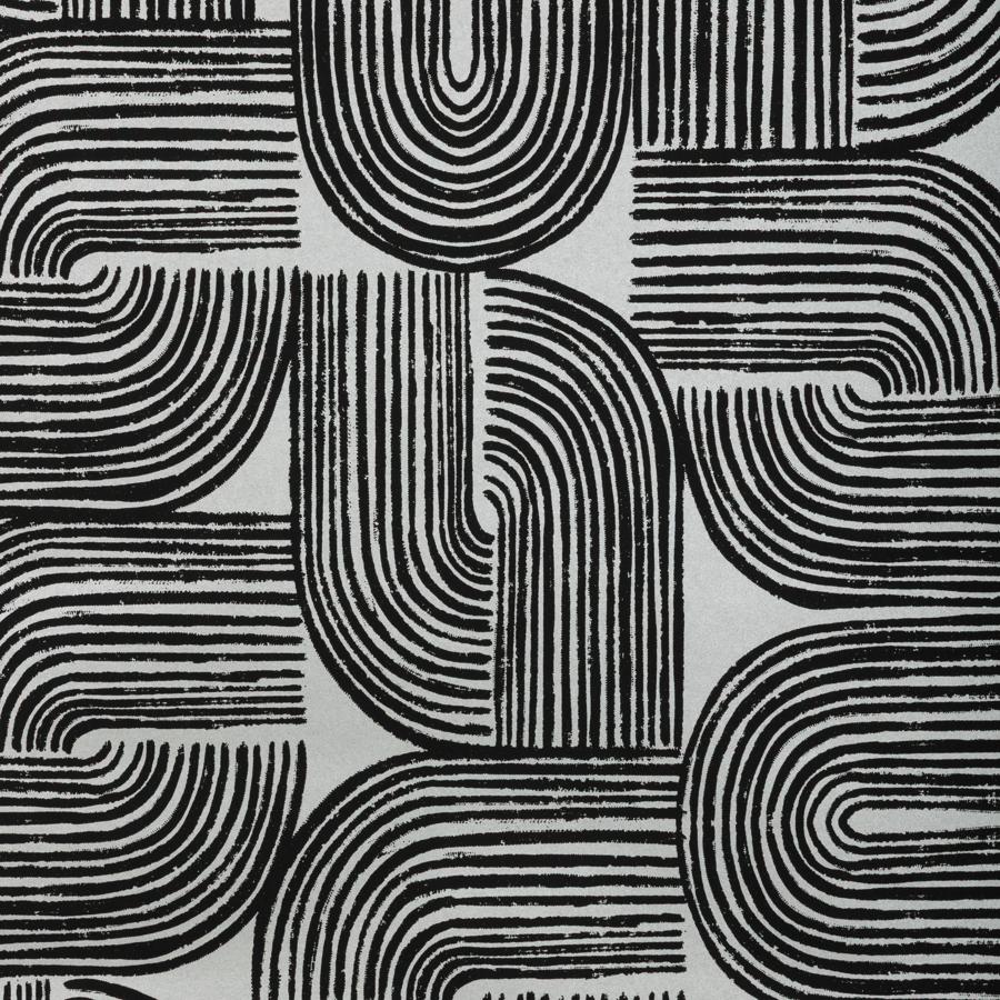 Sample - W4372-811 | Kravet Design, Black Geometric - Kravet Design Wallpaper - W4372.811.0