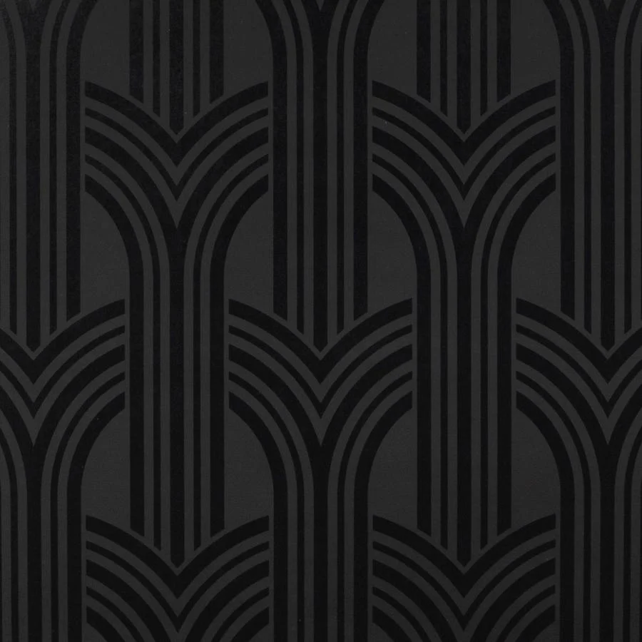 Sample - W4374-8 | Kravet Design, Black Geometric - Kravet Design Wallpaper - W4374.8.0
