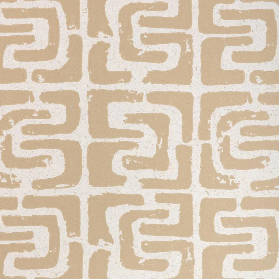 Sample - W4403-161 | Oui Bloc Due, Beige Abstract - Kravet Couture Wallpaper - W4403.161.0