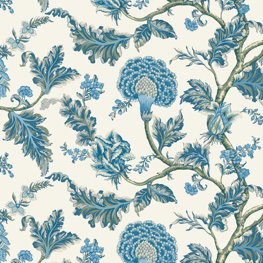 Sample - W4406-5 | Kravet Design, Blue Floral - Kravet Design Wallpaper - W4406.5.0