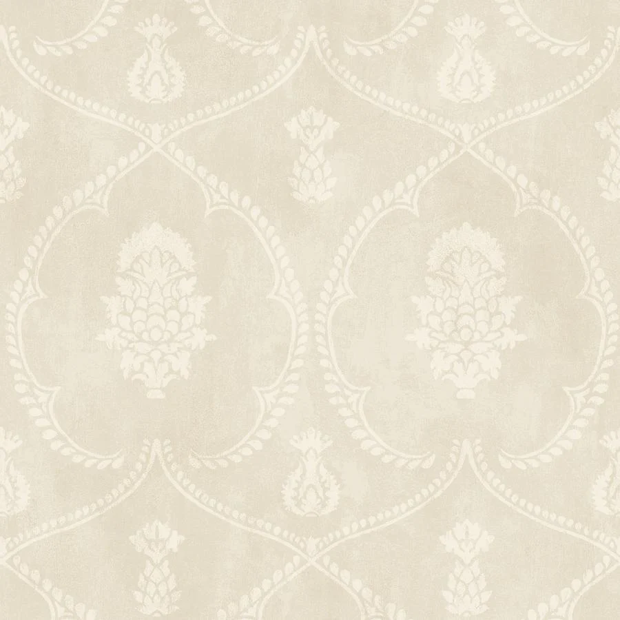 Sample - W4414-16 | Kravet Design, Beige Damask - Kravet Design Wallpaper - W4414.16.0