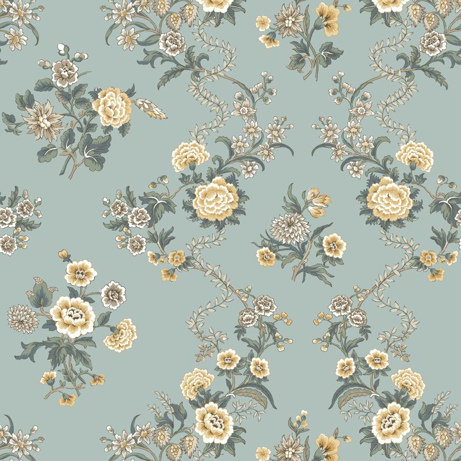 Sample - W4493-5 | Kravet Design, Blue Botanical - Kravet Design Wallpaper - W4493.5.0