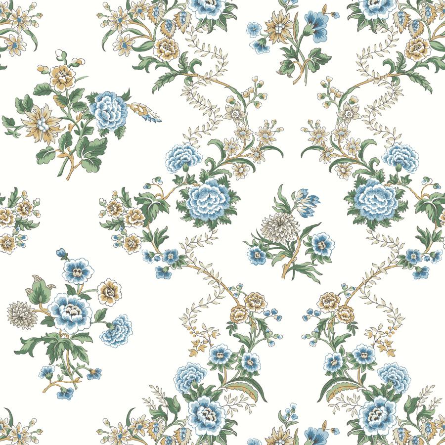 Sample - W4493-53 | Kravet Design, Blue Botanical - Kravet Design Wallpaper - W4493.53.0