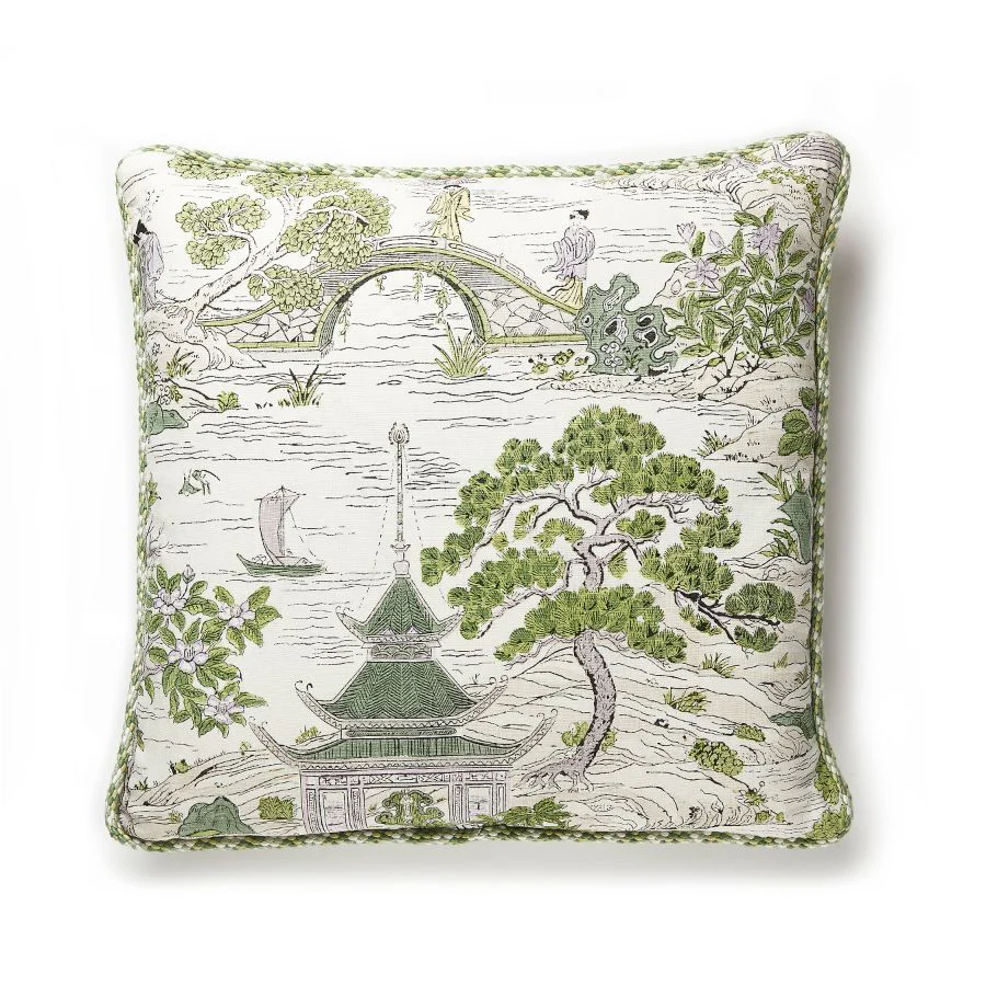SCSATOPILL0002 | Satomi Hand Block Print, Lavender & Citron - Scalamandre Pillows