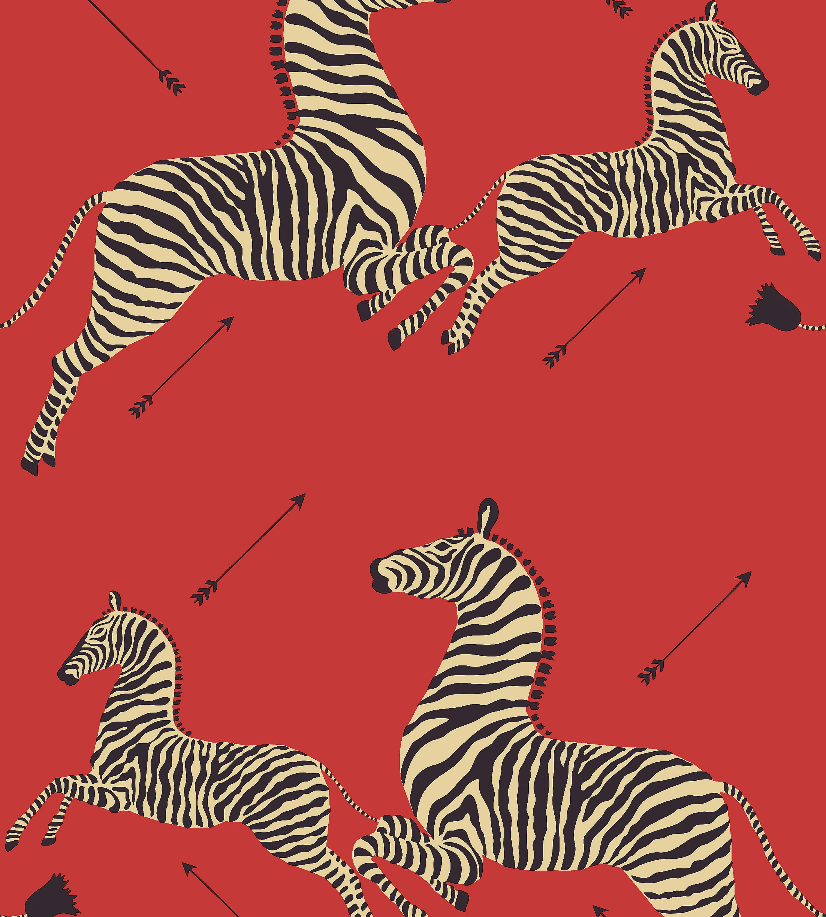SCWP81388PS0001 | Zebras | Removable, Masai Red - Scalamandre Wallpaper