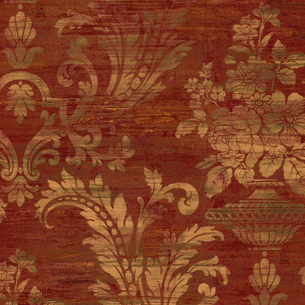 CI38259 | Classic Silks 2, Red Damask - Norwall Wallpaper