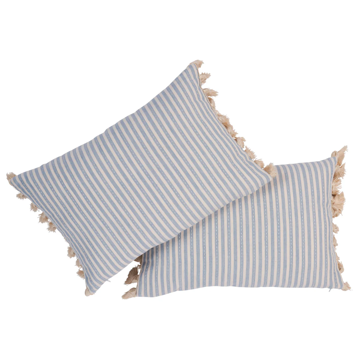 So18059013 | Mathis Ticking Stripe Pillow, Sky - Schumacher Pillows - Image 2