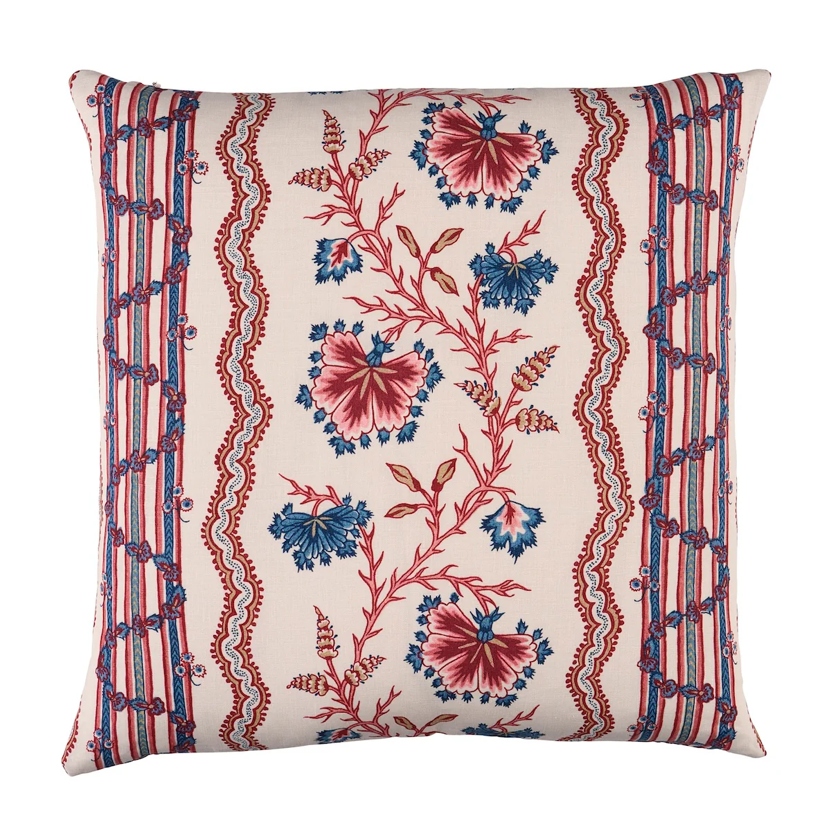 So18271004 | Parvati Floral Stripe Pillow, Vermillion - Schumacher Pillows
