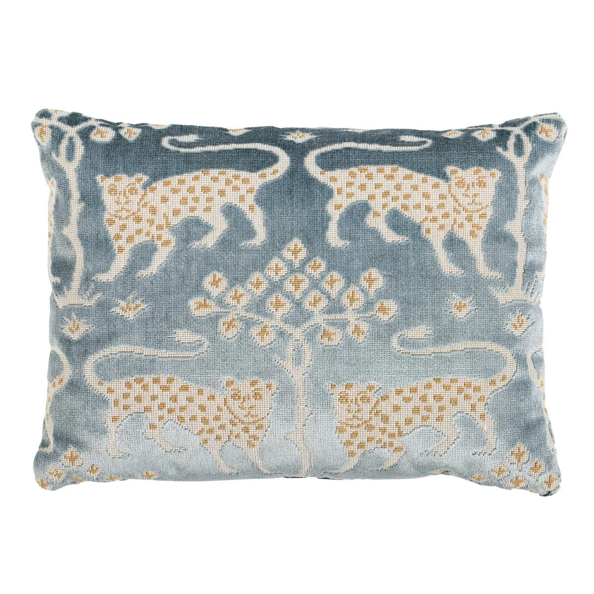 So8008012 | Woodland Leopard Velvet Pillow, Mineral - Schumacher Pillows