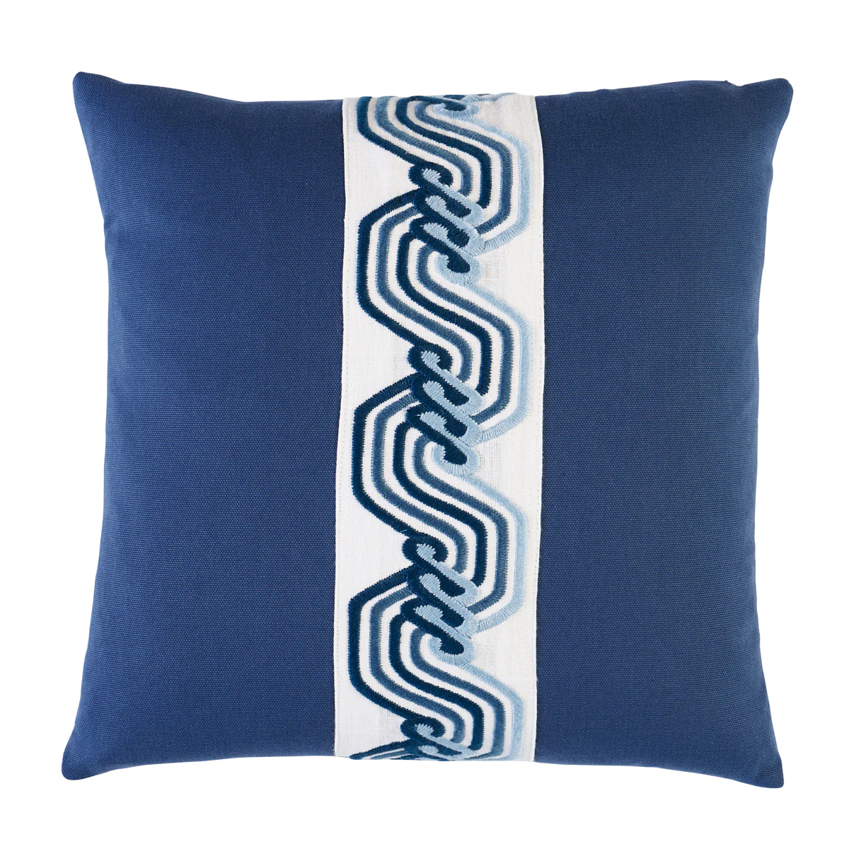 So8363003 | The Twist Embroidered Pillow, Marine - Schumacher Pillows