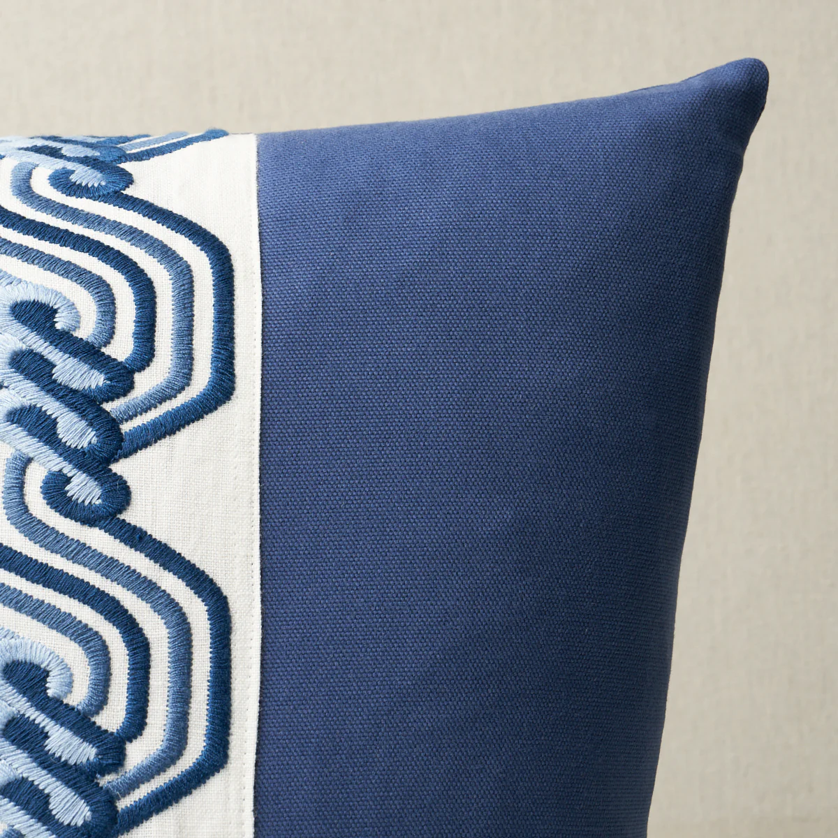 So8363003 | The Twist Embroidered Pillow, Marine - Schumacher Pillows - Image 4